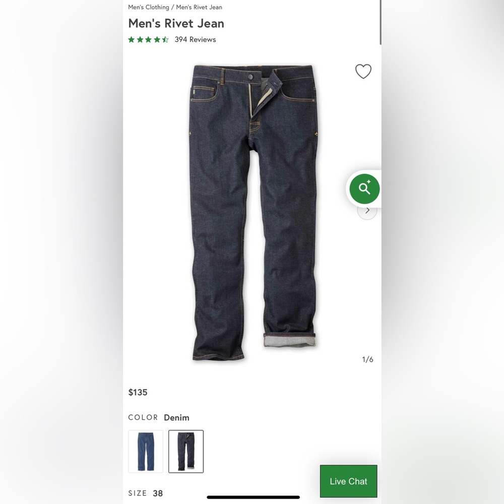 Stio Men's Rivet Jeans 38R